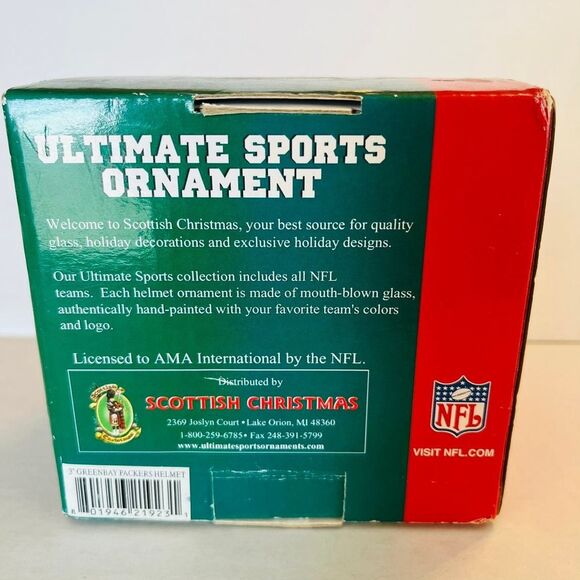 NFL Green Bay Packers 3"‎ Glass Helmet Christmas Holiday ornament - Picture 8 of 12